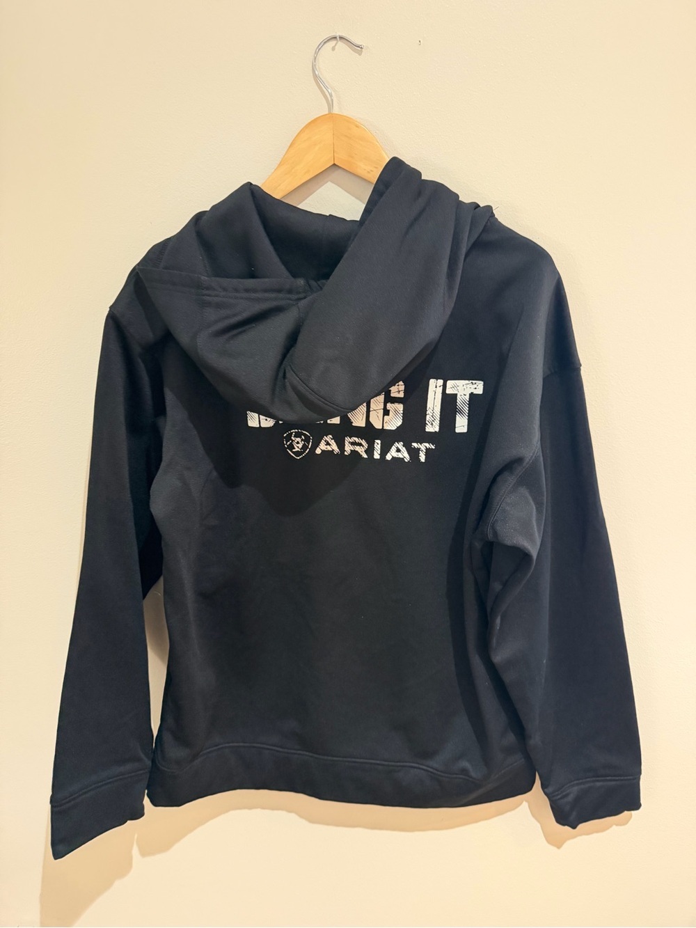 Ariat Men's Logo Tek Fleece Hoodie - Black-fleece lined size medium USA made - Picture 4 of 10